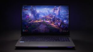Best gaming laptops: RGB keyboard laptop on a dark desk
