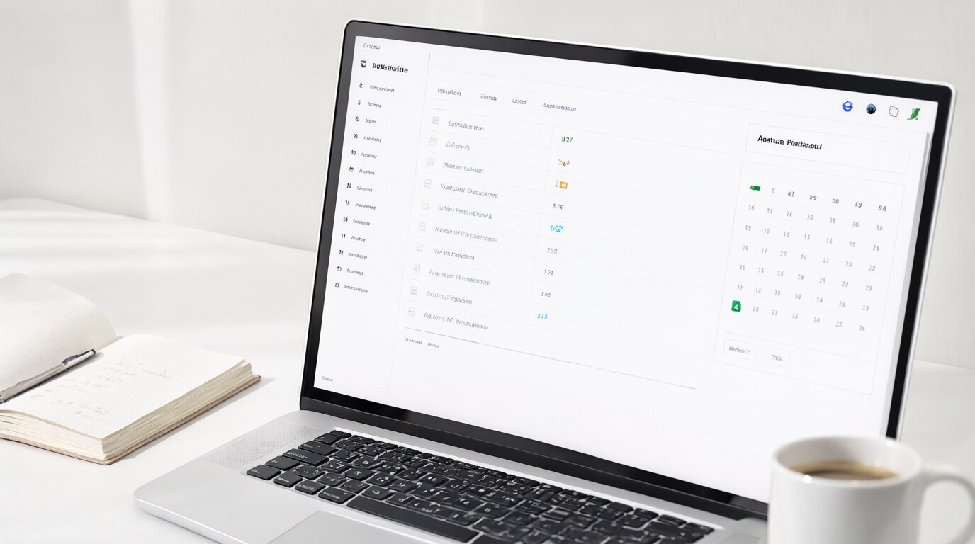 Productivity software dashboards on a laptop screen